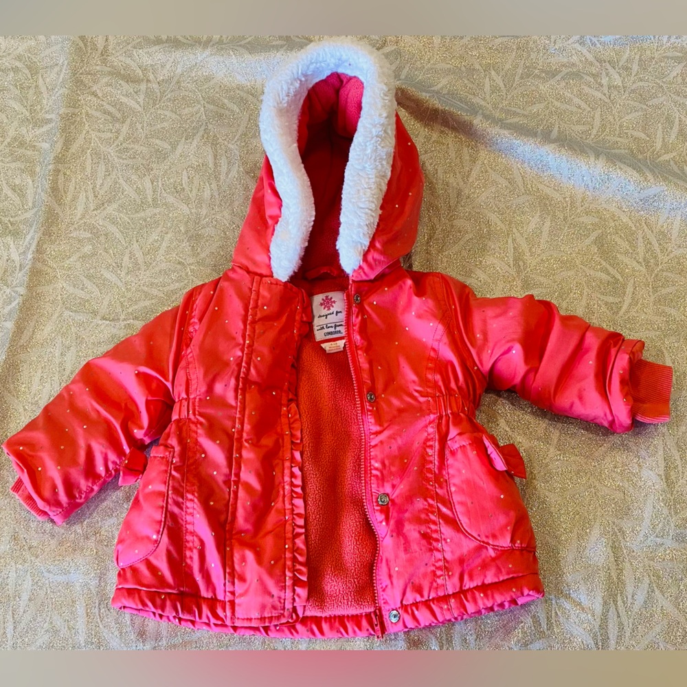 Gymboree Pink Hooded Jacket with White Trim size 6-12 months